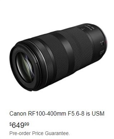 Upcoming Canon RF 100-400 and RF 16mm images and price leak