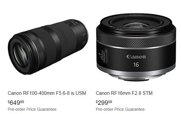 Upcoming Canon RF 100-400 and RF 16mm images and price leak