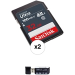 Deal of the Day: SanDisk 32GB Ultra SDHC UHS-I Memory Card (2-Pack) with Card Reader