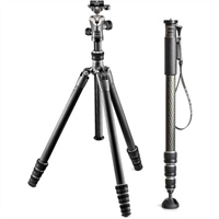 Gitzo GT1545T Series 1 Traveler Carbon Fiber Tripod with Center Ball Head & GM2542 Carbon Fiber Monopod