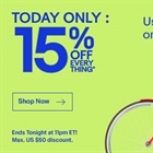 Flash Sale: 15% off almost everything in ebay