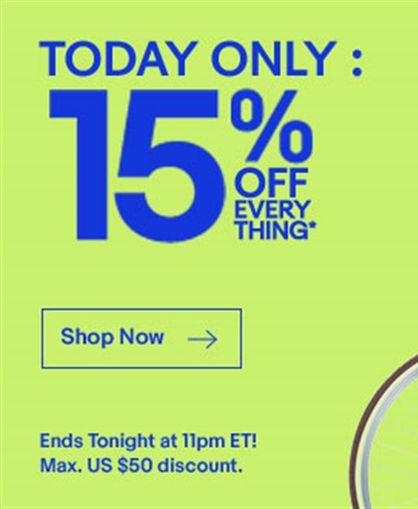 Flash Sale: 15% off almost everything in ebay