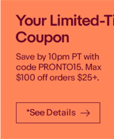 Before 10PM PST, save 15% off ebay